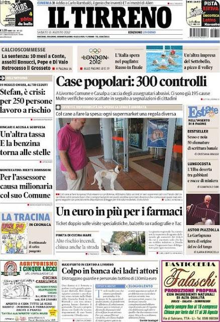 Prime pagine giornali: sabato 11 agosto 2012