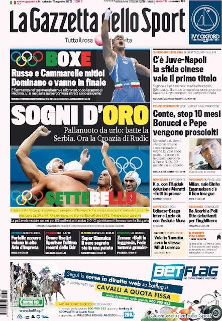 Prime pagine giornali: sabato 11 agosto 2012