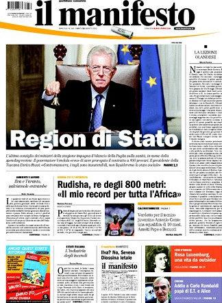 Prime pagine giornali: sabato 11 agosto 2012