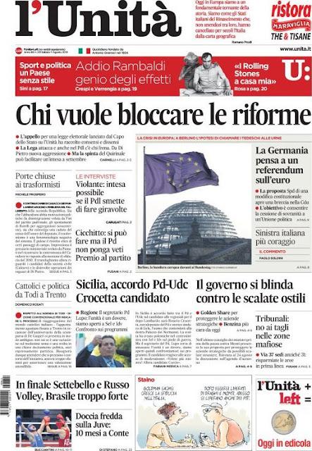 Prime pagine giornali: sabato 11 agosto 2012