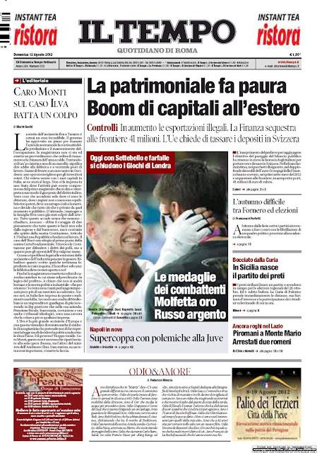 Prime pagine giornali: domenica 12 agosto 2012