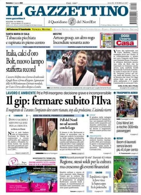 Prime pagine giornali: domenica 12 agosto 2012