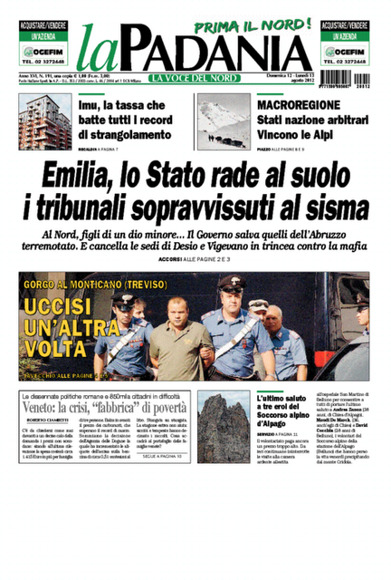 Prime pagine giornali: domenica 12 agosto 2012