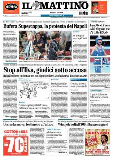 Prime pagine giornali: domenica 12 agosto 2012