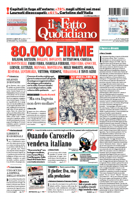 Prime pagine giornali: domenica 12 agosto 2012