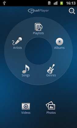 RealPlayer Android : Musica, video, foto su  Facebook, Picasa, Flickr e YouTube