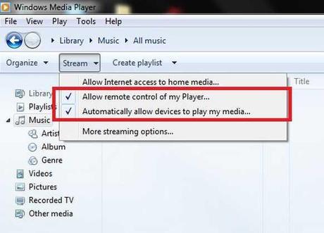 Guida Configurare Play To DLNA su Windows 7 Media Player