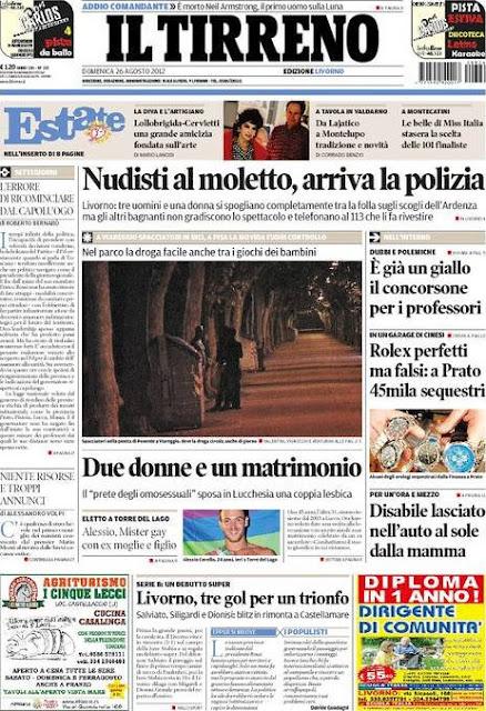 Prime pagine giornali: domenica 26 agosto 2012