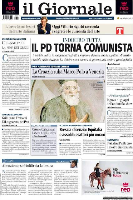 Prime pagine giornali: domenica 26 agosto 2012