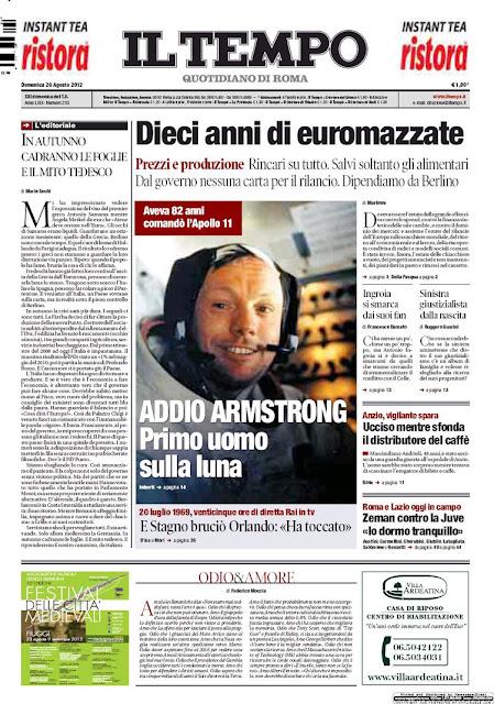 Prime pagine giornali: domenica 26 agosto 2012