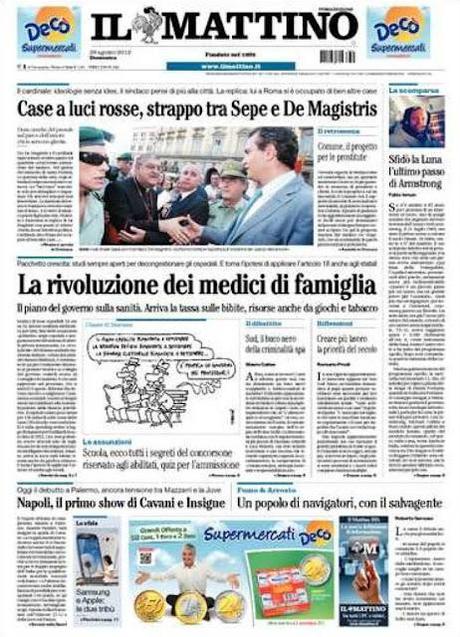 Prime pagine giornali: domenica 26 agosto 2012