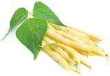 yellow kidney beans with leaf isolated on white