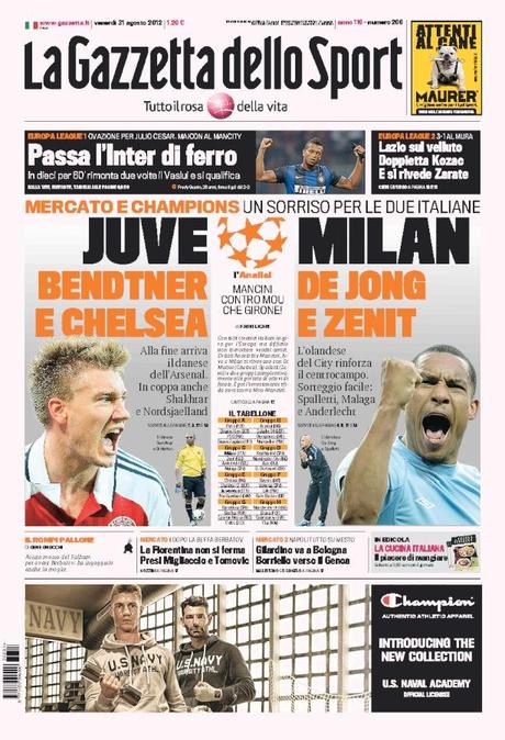 gazzetta dello sport venerdi' 31 agosto 2012