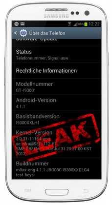 Galaxy S3 / S III nuova ROM Leak XXDLI1 Jelly Bean android 4.1.1