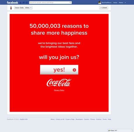 % name Coca Cola raggiunge i 50 milioni di fans su Facebook