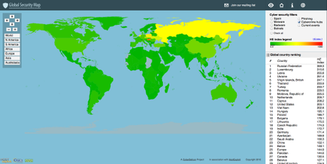 Diffusione hubs di crimine informatico a livello mondiale (fonte: 