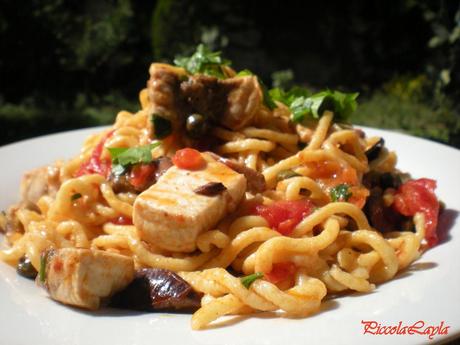 Spaghetti alla Chitarra con Puttanesca di Pesce Spada