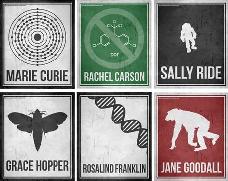 Poster minimali di sei donne che hanno cambiato la scienza e il mondo Poster minimali di sei donne che hanno cambiato la scienza e il mondo