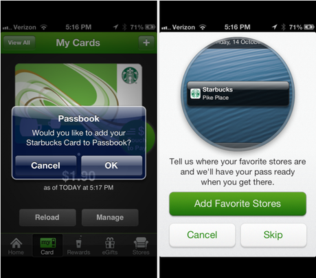 starbucks1 Starbucks app per iPhone aggiunge il supporto a passbook