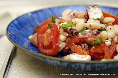 Il pesce fresco : insalata di polpo con fagioli riso bianco di Sarconi, perini e radicchio verde