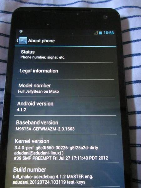 LG Nexus ecco le foto in anteprima con Android 4.1.2 Jelly Bean