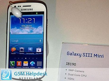 Ecco la prima immagine e specifiche tecniche del Samsung Galaxy S III Mini p+i