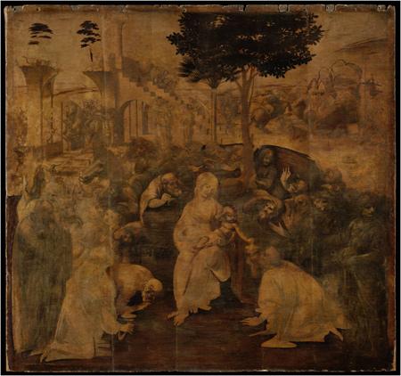 Leonardo da Vinci Adorazione dei Magi, prima del restauro
