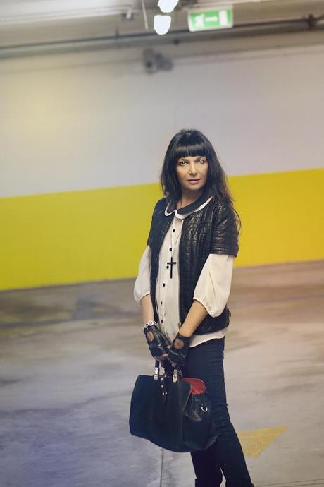 smilingischic Outfit , giubbotto pelle Zara con maniche corte, rock style, Crazy for studded!