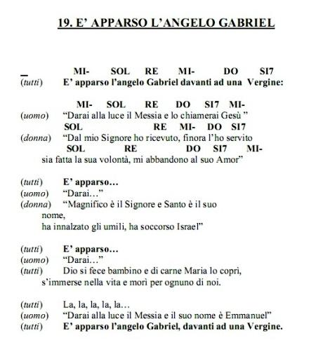 E' apparso l'angelo Gabriel (testo e accordi)