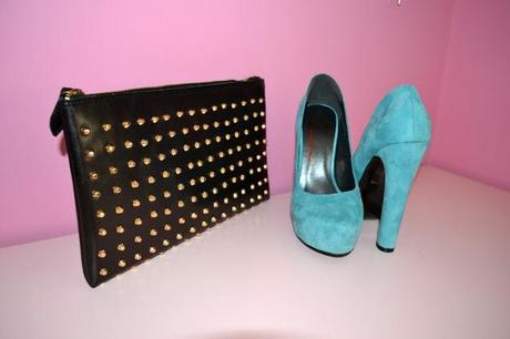New in my closet: Mint Heels and Studded Clutch