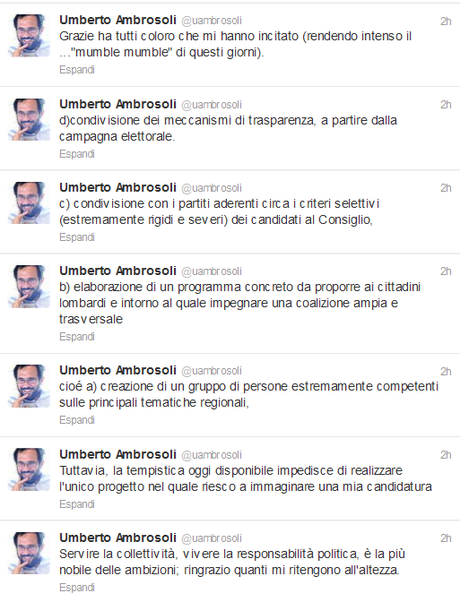 Ambrosoli rinuncia alle primarie per la Lombardia: Il mio è stato un intenso mumble mumble