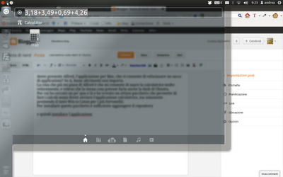 calcolatrice sulla dash di Ubuntu