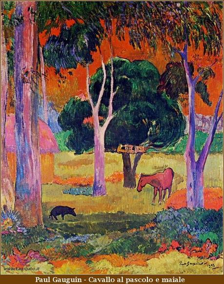 Paul Gauguin-cavallo al pascolo e maiale Il cavallo ed il maiale
