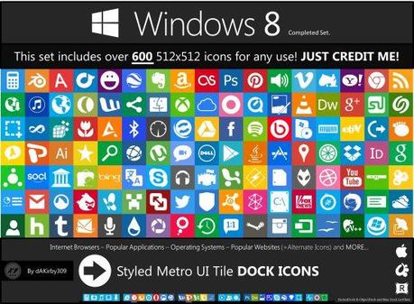 678 icone Windows 8 in stile Metro