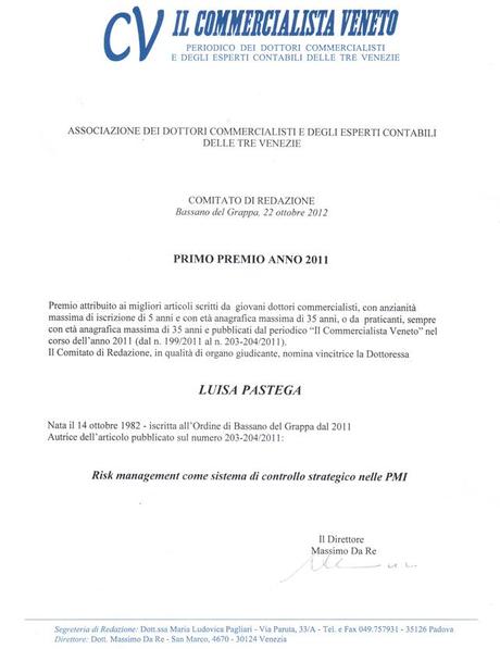 Primo premio “Il Commercialista Veneto”