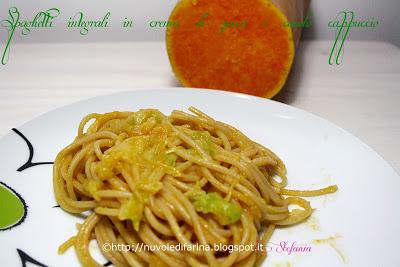 Spaghetti integrali in crema di zucca e cavolo cappuccio per il mycs menù