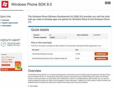 Windows Phone 8 SDK : Scarica il Developers Kit per creare App e Game Windows Phone 8 !