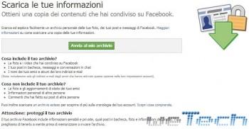 Come fare il backup completo del proprio profilo Facebook con un solo click