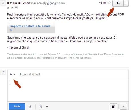 Gmail: La nuova finestra di risposta