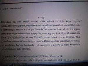 5 novembre 2012 002 Ecco la sentenza che scagiona Telecolor dalle accuse di Arvedi; compariva nel programma anche il deputato Pizzetti, favorevole all’ampliamento dell’acciaieria