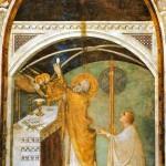 Simone Martini - 07 - La messa miracolosa in cui angeli coprirono le braccia del santo sprovviste di mantello (donato ad un povero)