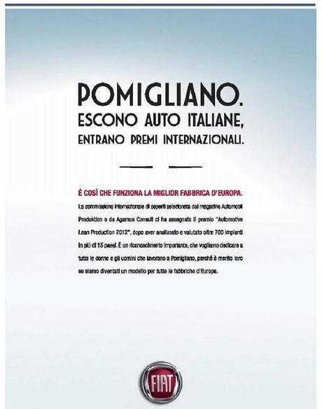 Fiat: lo stabilimento di Pomigliano premiato con Automotive Lean Production Award 2012