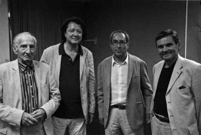 Eugenio Carmi, Claudio Cerritelli, Tullio Pericoli et Claudio Spadoni lors du Prix de Marina di Ravenne, 2008