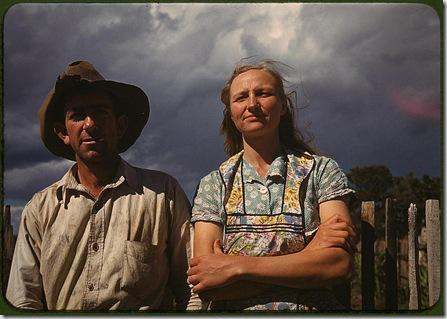 Faro and Doris Caudill, homesteaders. Pie Town, New Mexico, October 1940. Reproduction from color slide. Photo by Russell Lee. Prints and Photographs Division, Library of Congress