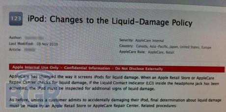 Apple - Cambia la politica di valutazione per i danni da liquido di iPod Touch