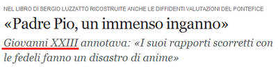 PADRE PIO, UN IMMENSO INGANNO PADRE PIO, UN IMMENSO INGANNO