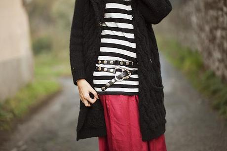Smilingischic, fashion blog, Sandra Bacci , Moi Je Joue Firenze, Stripes, long red skirt, outfit, cintura con borchie, dettagli My idea of a perfect outfit: timeless