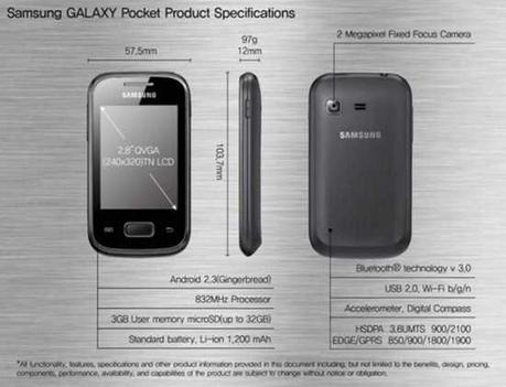 Foto e dettagli Samsung GT-S5301 Galaxy Pocket Plus : Principali caratteristiche