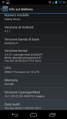 Cyanogenmod: rilasciata CM10.1 Nightly 20121220 per Galaxy Nexus