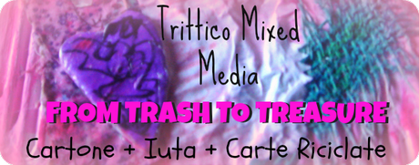 Trittico Mixed Media di Cartone e Iuta Riciclati -  “From Trash to Treasure”